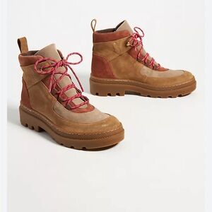 Nagisa Brown and Tan Lace-Up Boots Sz 37 from Anthropologie
